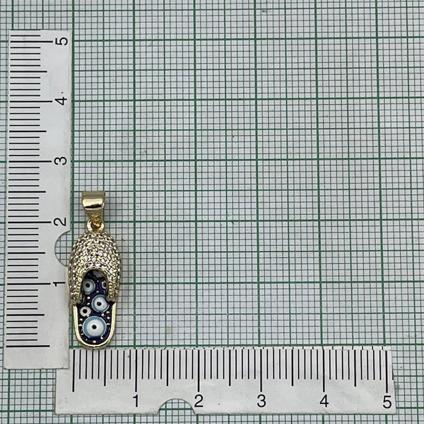 Evil Eye Flip Flops Footwear Gold Blue CZ Necklace Pendant Chain Bulk Secondary image