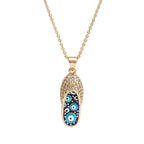 Evil Eye Flip Flops Footwear Gold Blue CZ Necklace Pendant Chain Bulk