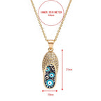 Evil Eye Flip Flops Footwear Gold Blue CZ Necklace Pendant Chain Bulk