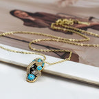 Evil Eye Flip Flops Footwear Gold Blue CZ Necklace Pendant Chain Bulk
