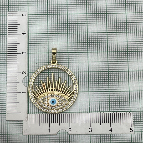 Evil Eye Eyelashes Gold Copper CZ Enamel Necklace Pendant Chain Bulk Secondary image