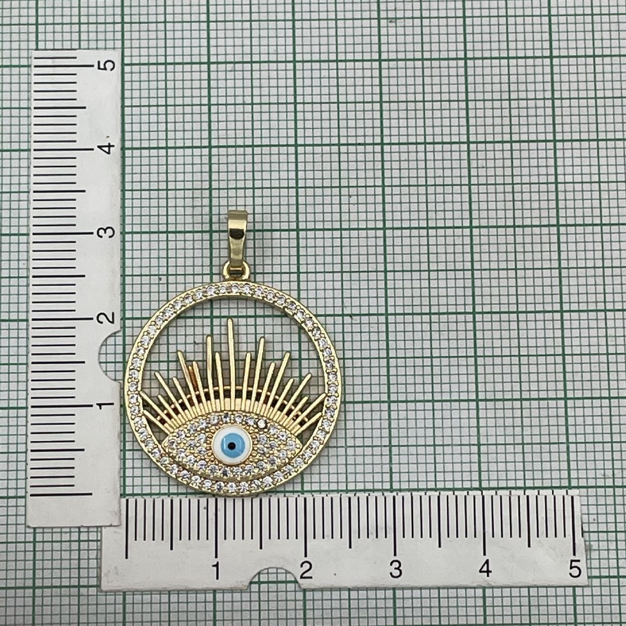 Evil Eye Eyelashes Gold Copper CZ Enamel Necklace Pendant Chain Bulk