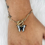 Copper Black Gold Butterfly Charms Chain Link Bracelet Girls Bulk