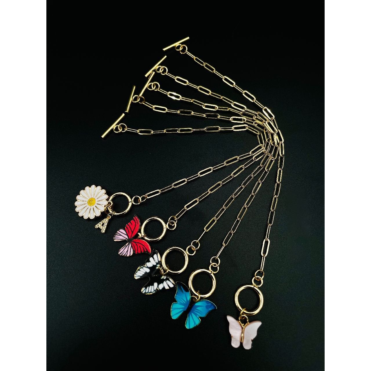 Copper Black Gold Butterfly Charms Chain Link Bracelet Girls Bulk