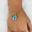 Copper CZ Gold Blue Butterfly Charms Chain Link Bracelet Girls Bulk