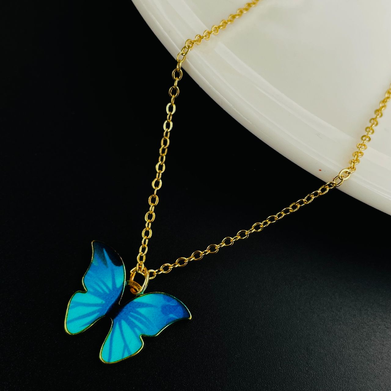 Brass With Blue Black Gold Butterfly Pendant For Women Girls Bulk Main image