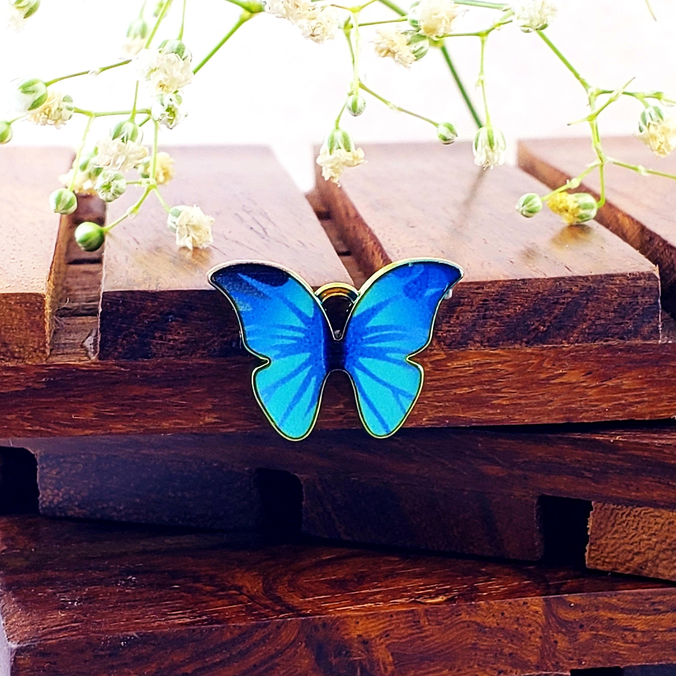 Butterfly Sky Blue Gold Pendant For Women Bulk