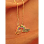 Brass With Enamel Multicolor Gold Rainbow Pendant Girls Bulk