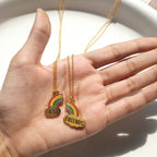 Brass With Enamel Multicolor Gold Rainbow Pendant Girls Bulk