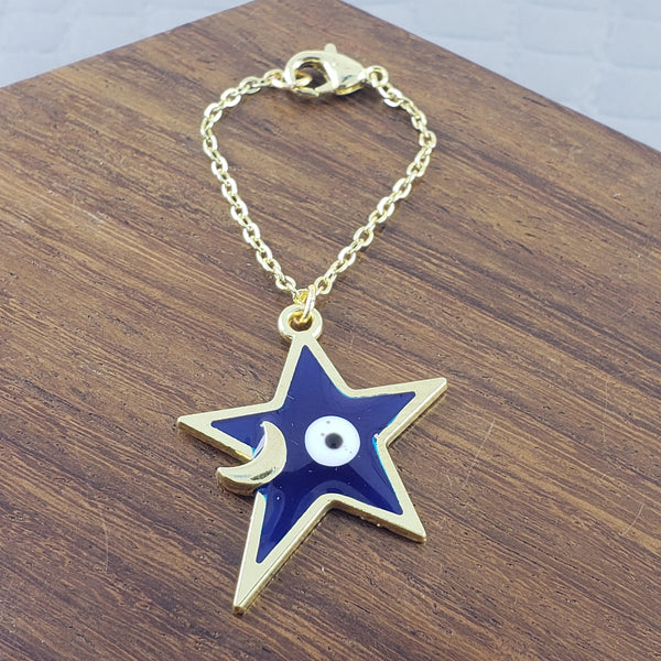 Evil Eye Star Moon Enamel Blue Gold Watch Charm For Women Bulk Secondary image