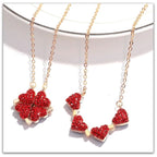 Clover Stainless Steel Cubic Zirconia Magnet Openable Necklace Pendant Chain Women Black Red