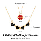 Clover Stainless Steel Cubic Zirconia Magnet Openable Necklace Pendant Chain Women Black Red