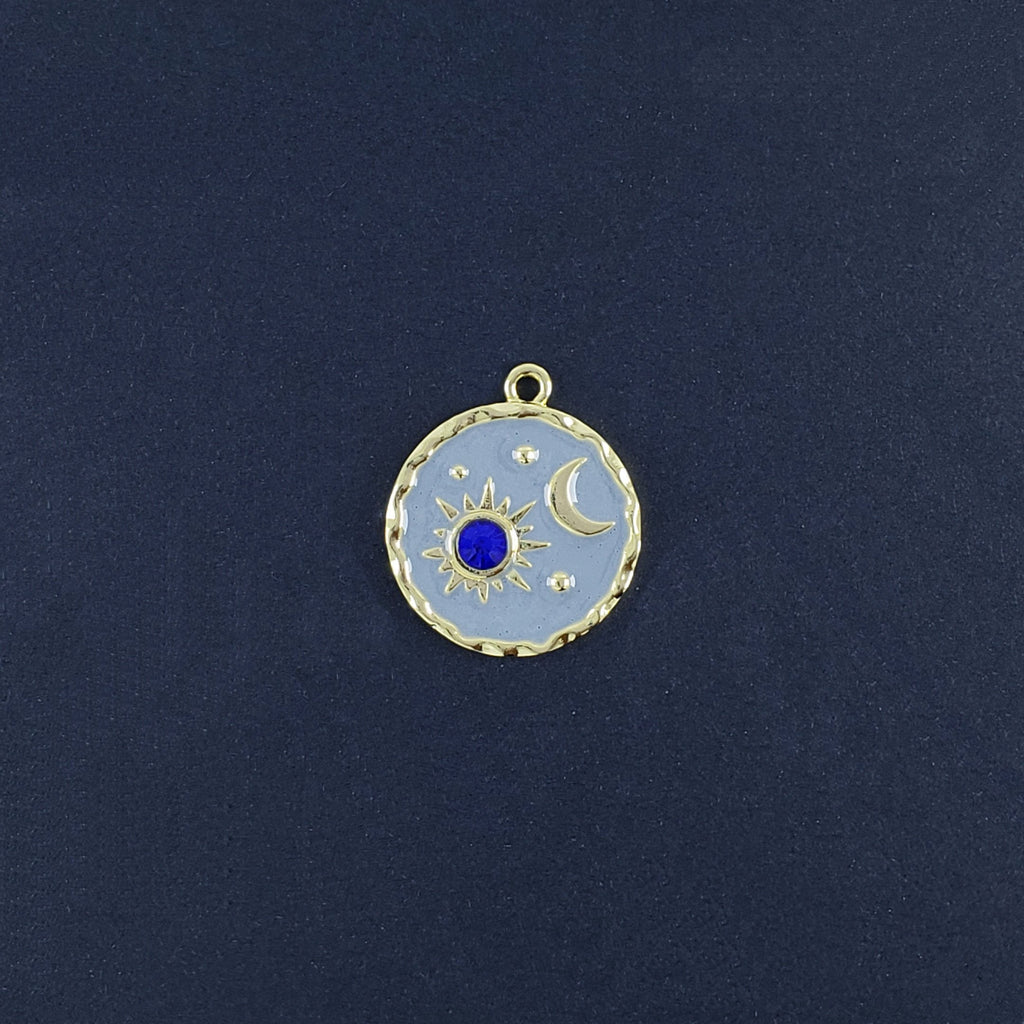Sun Moon Gold Blue Crystal Brass Pendant For Women Bulk