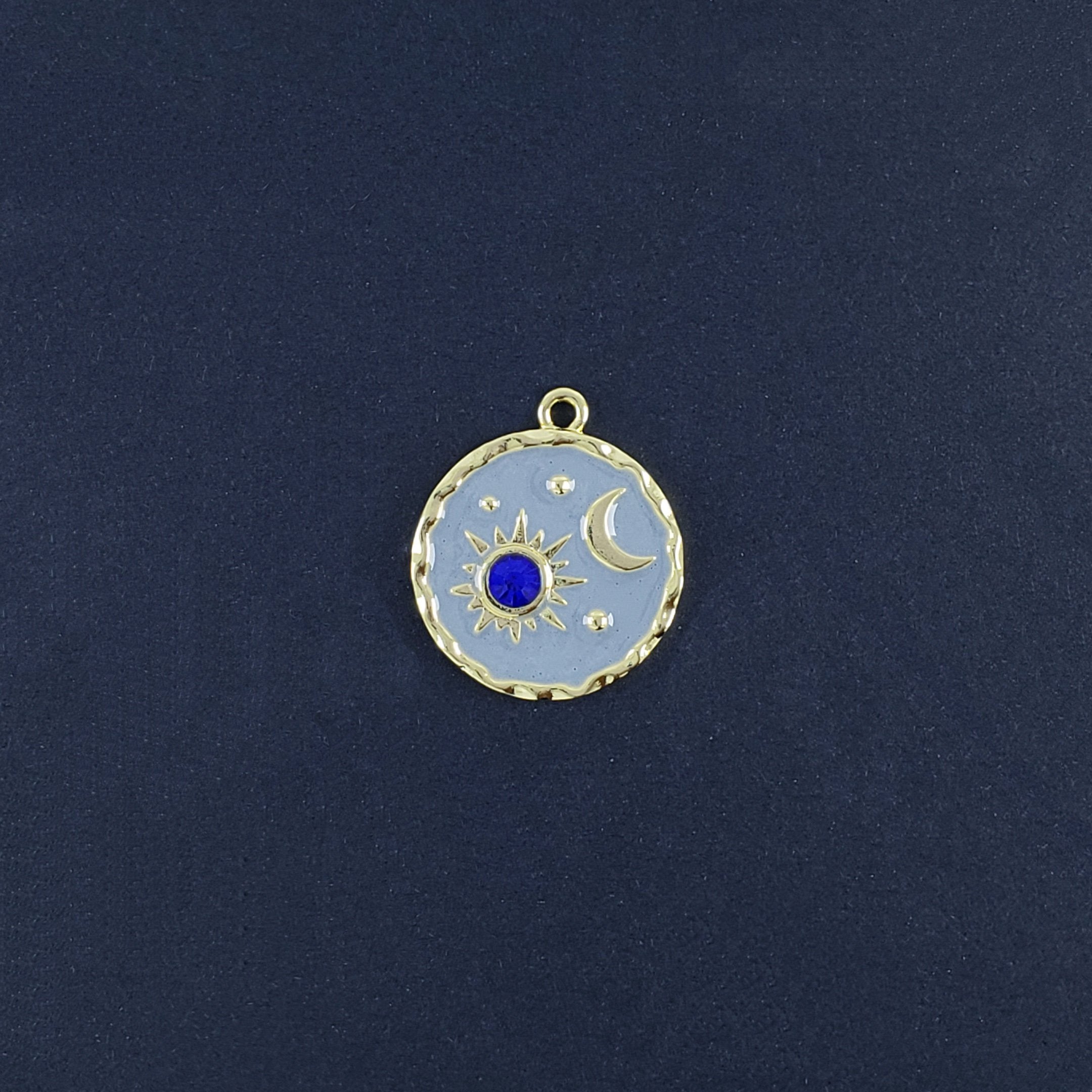 Sun Moon Gold Blue Crystal Brass Pendant For Women Bulk