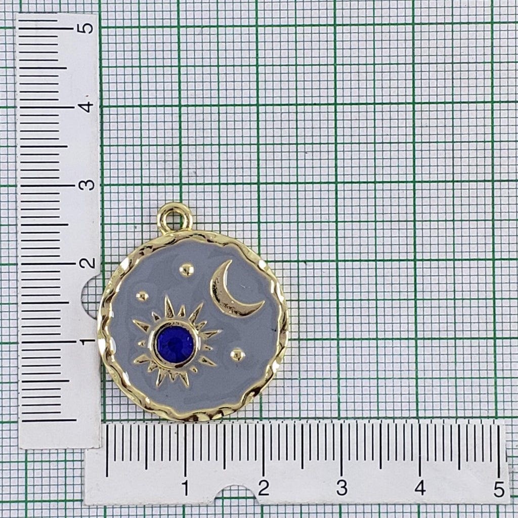 Sun Moon Gold Blue Crystal Brass Pendant For Women Bulk