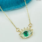 Evil Eye Eyelash Glass CZ Copper Necklace Pendant Chain Bulk