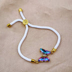 Butterfly Copper Blue Purple White Crystal Thread Slider Bracelet Bulk