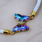 Butterfly Copper Blue Purple White Crystal Thread Slider Bracelet Bulk
