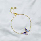 Copper Crystal Gold Purple Butterfly Adjustable Slider Bracelet Bulk