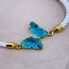 Butterfly Turkish Green White Crystal Thread Slider Bracelet Bulk
