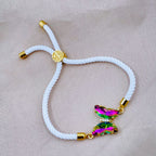 Butterfly Copper Multicolour White Crystal Thread Slider Bracelet Bulk