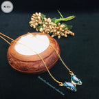 Copper Crystal Blue Gold Butterfly Necklace Pendant Chain Women Bulk