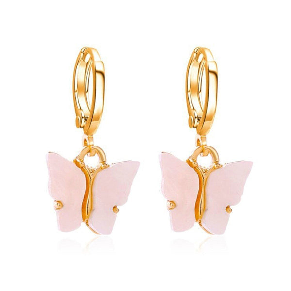 Copper Butterfly Gold Light Pink Hoop Stud Earring Pair For Women Main image