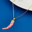 Copper CZ Pink Gold Tooth Tusk Necklace Pendant Chain Girls Bulk