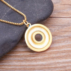 Copper Enamel Pink Yellow Gold Donut Necklace Pendant Chain Girls Bulk