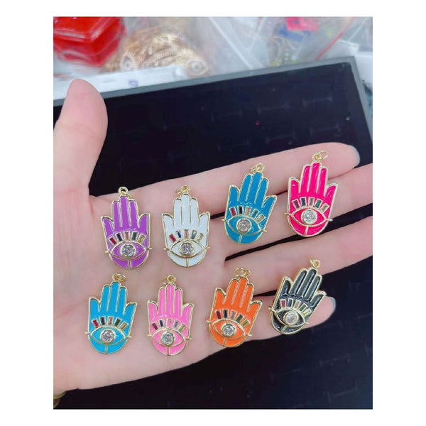 Copper Enamel Gold Blue Gold Hamsa Accessories For Women Girls Bulk Main image
