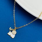 Copper Enamel CZ White Gold Elephant Necklace Pendant Chain Girls Bulk