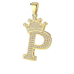Crown Alphabet Letter A Gold CZ Copper Pendant Charm Bulk