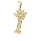 Crown Alphabet Letter A Gold CZ Copper Pendant Charm Bulk