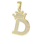 Crown Alphabet Letter A Gold CZ Copper Pendant Charm Bulk