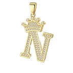 Crown Alphabet Letter A Gold CZ Copper Pendant Charm Bulk