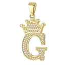 Crown Alphabet Letter A Gold CZ Copper Pendant Charm Bulk