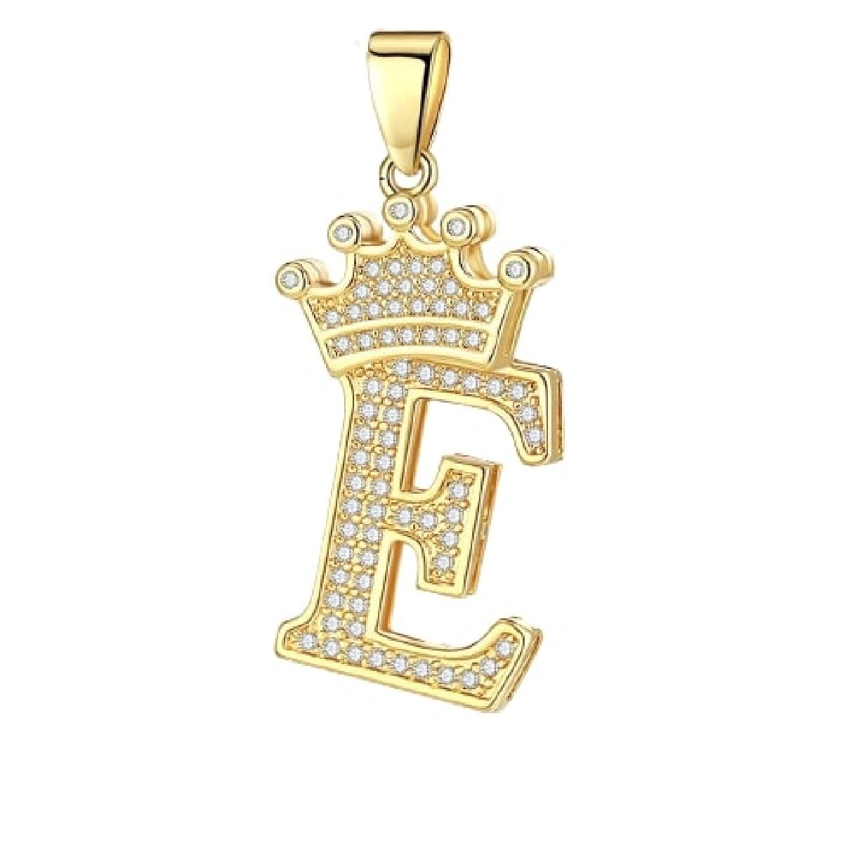 Crown Alphabet Letter A Gold CZ Copper Pendant Charm Bulk