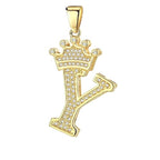 Crown Alphabet Letter A Gold CZ Copper Pendant Charm Bulk