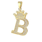 Crown Alphabet Letter A Gold CZ Copper Pendant Charm Bulk