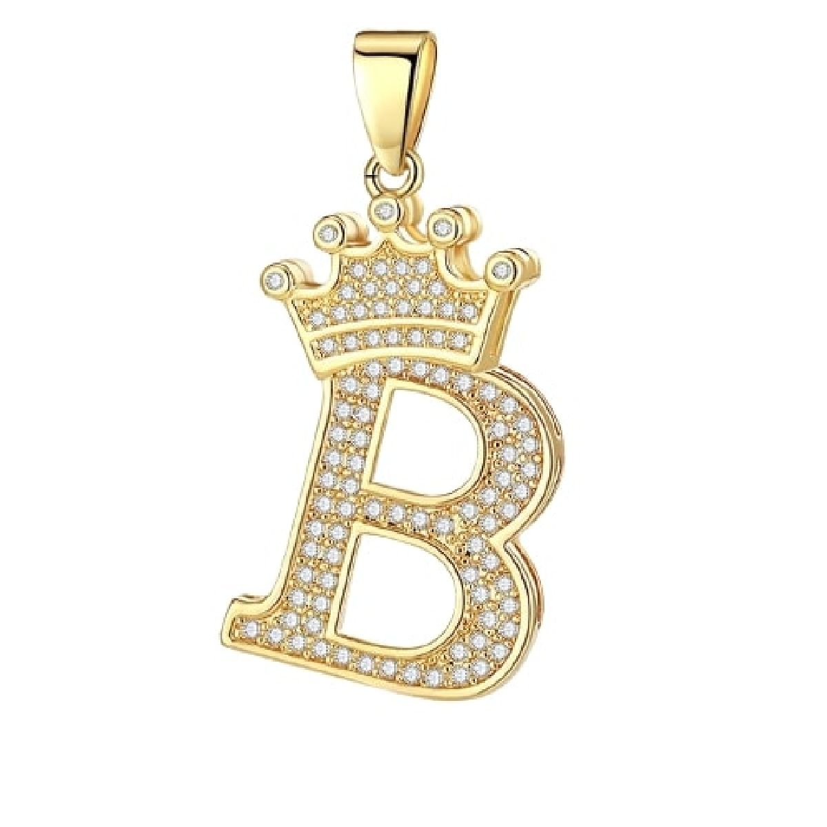 Crown Alphabet Letter A Gold CZ Copper Pendant Charm Bulk