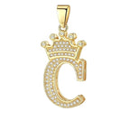 Crown Alphabet Letter A Gold CZ Copper Pendant Charm Bulk