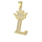 Crown Alphabet Letter A Gold CZ Copper Pendant Charm Bulk
