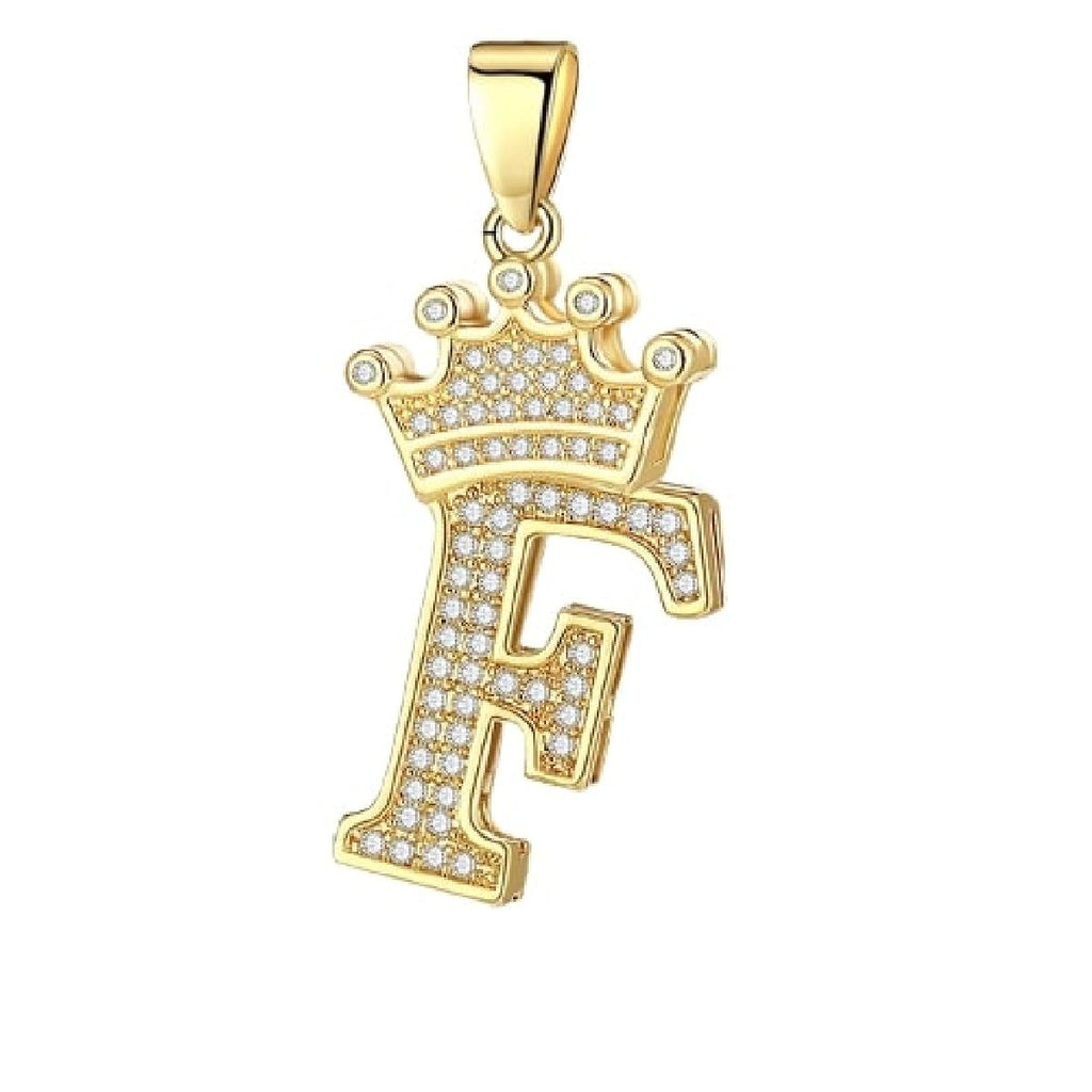Crown Alphabet Letter A Gold CZ Copper Pendant Charm Bulk