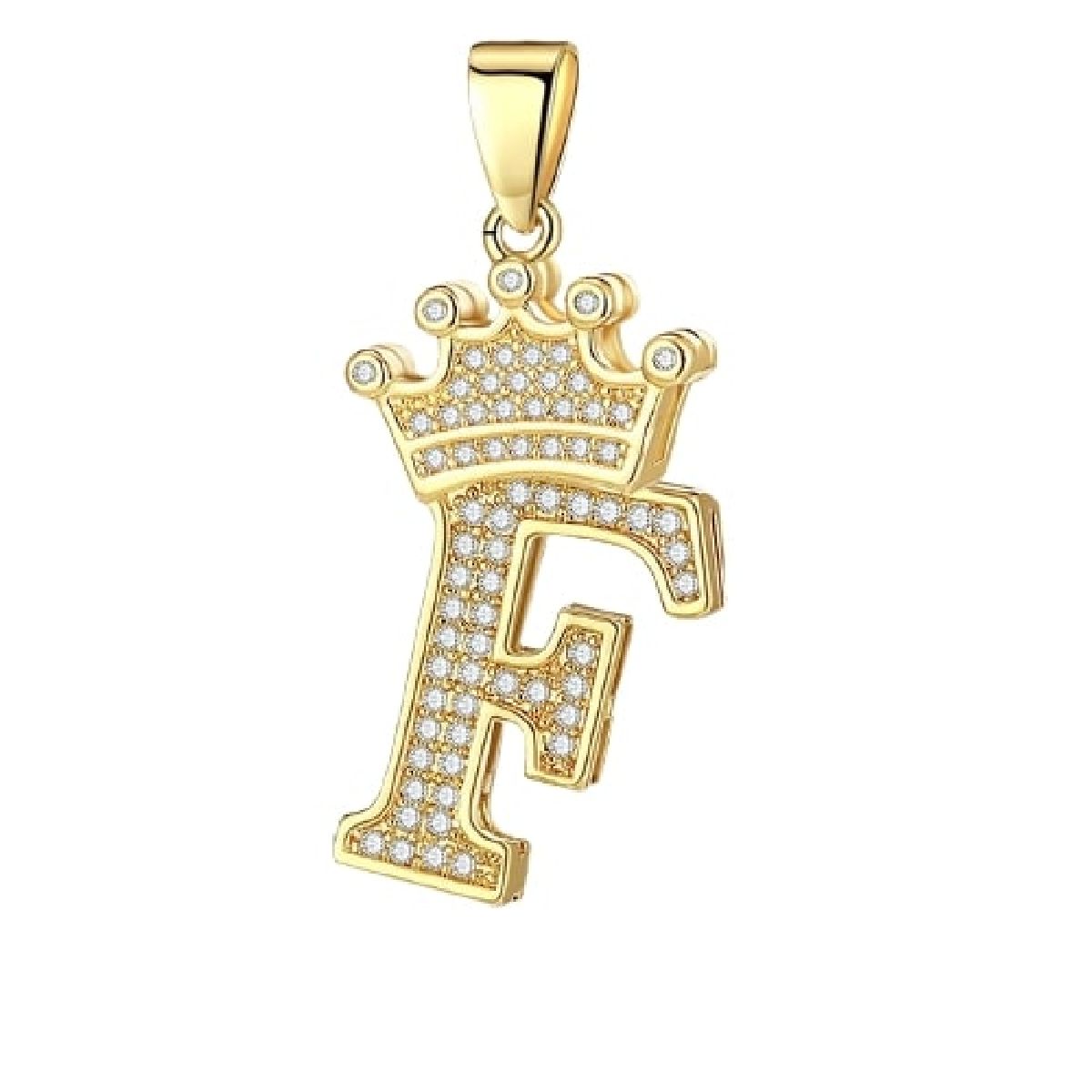 Crown Alphabet Letter A Gold CZ Copper Pendant Charm Bulk