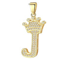 Crown Alphabet Letter A Gold CZ Copper Pendant Charm Bulk