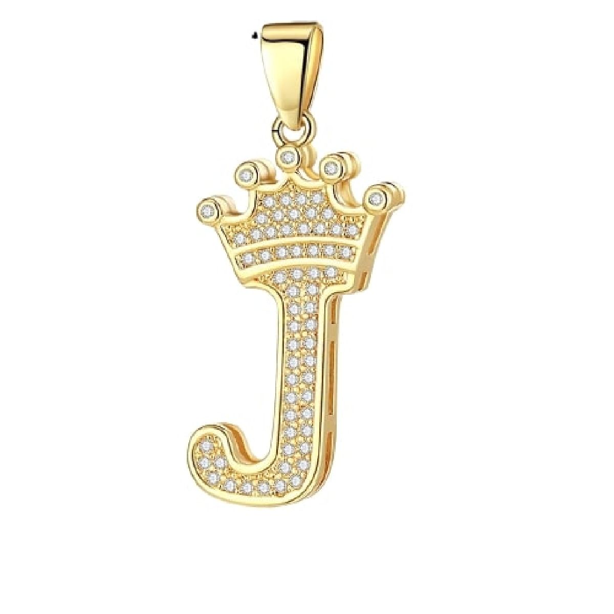 Crown Alphabet Letter A Gold CZ Copper Pendant Charm Bulk