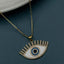 Copper CZ Enamel White Gold Evil Eye Necklace Pendant Chain Girls Bulk