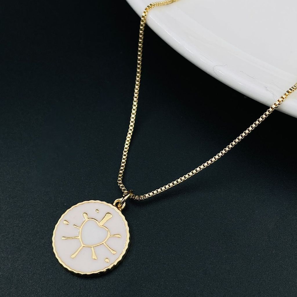 Copper Enamel White Gold Heart Necklace Pendant Chain Women Girls Bulk