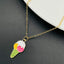 Brass With Enamel White Pink Yellow Gold Ice Cream Pendant Girls Bulk