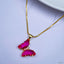 Copper Cubic Zirconia Crystal Pink Gold Butterfly Pendant Chain Bulk